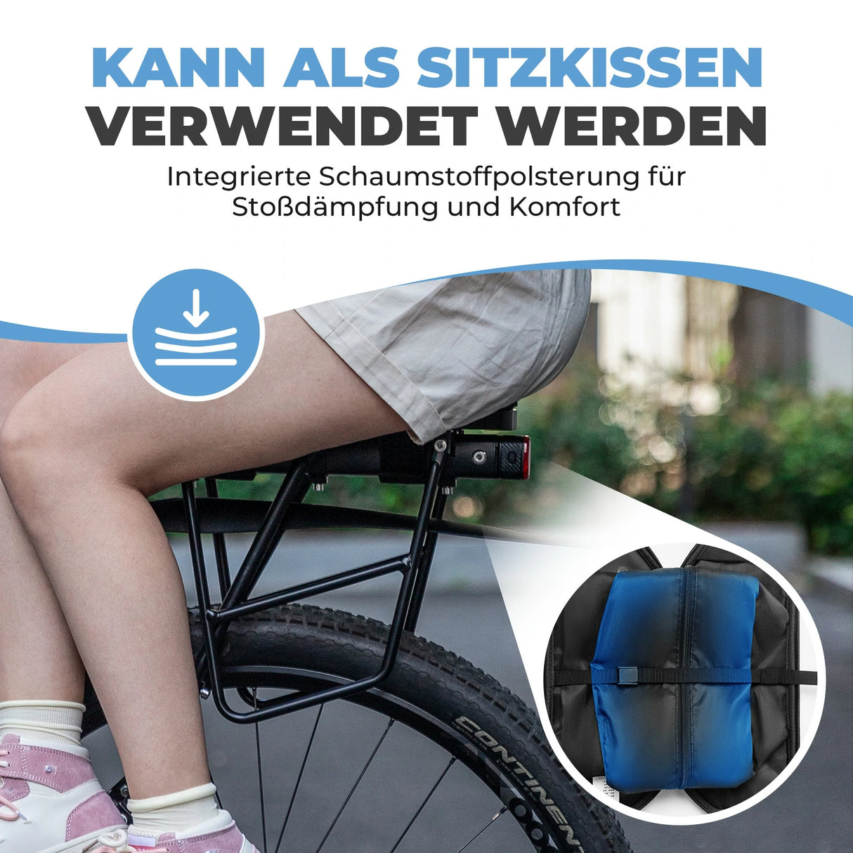 Fahrradtasche Erweiterbar – Bis 5 L, mit Schwamm als Fahrradsattel