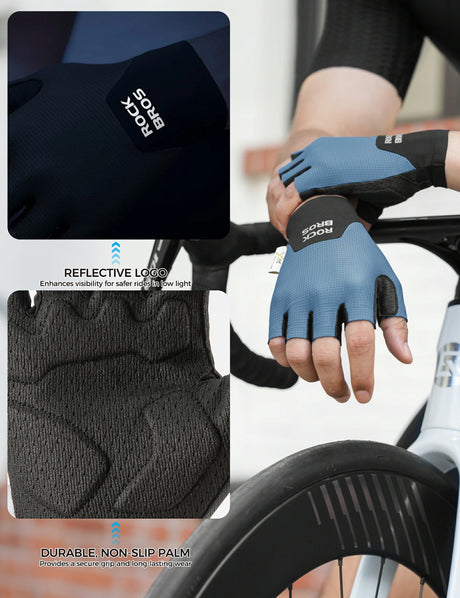 ROCKBROS Halbfinger Fahrradhandschuhe – Mit PORON XRD® Polster, Herren & Damen