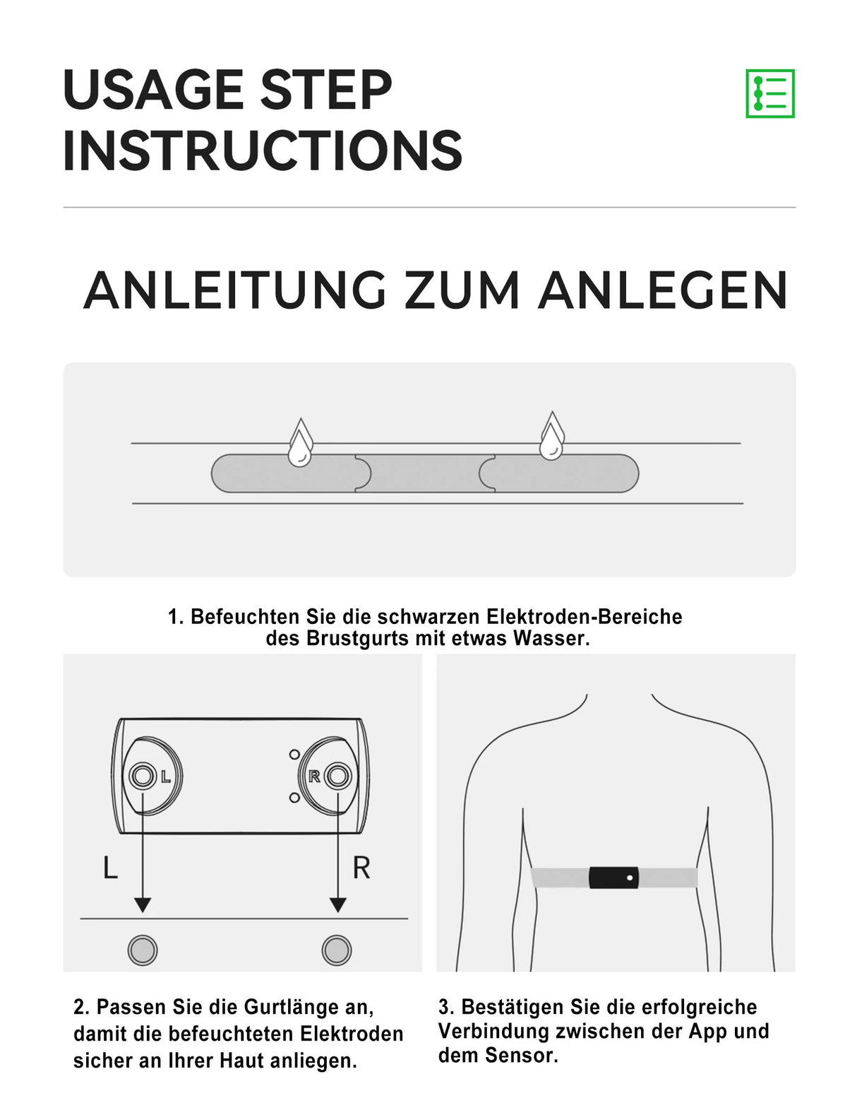 ROCKBROS Herzfrequenzmesser – Brustgurt mit LED‑Anzeige, 50 h Akku, IP67