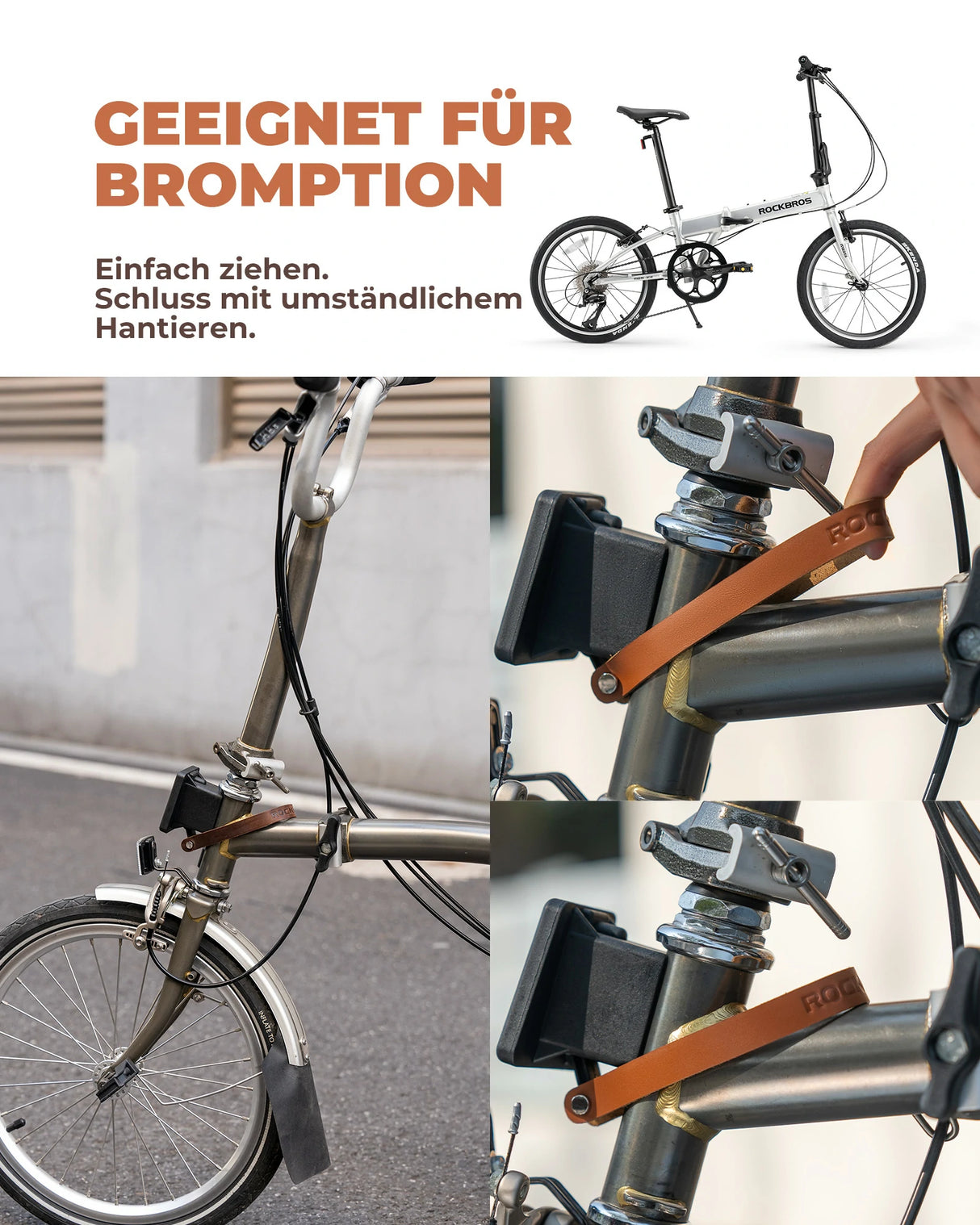 Leder Schnellverschluss‑Griff für Brompton – Schnallenschloss, Klappfahrrad‑Zubehör