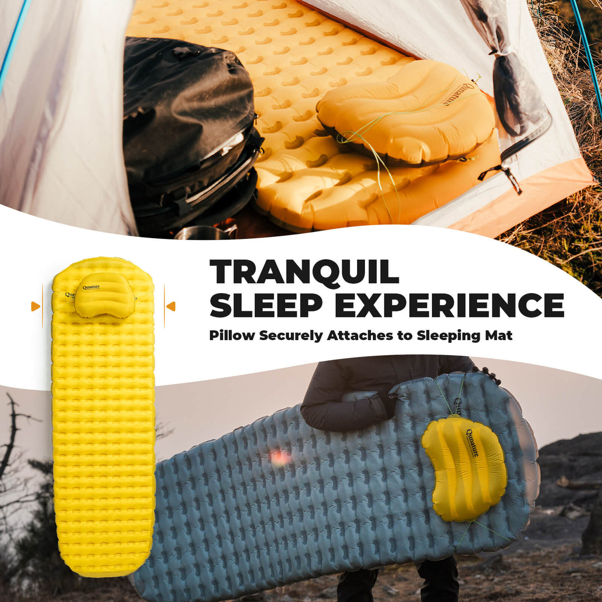Qunature Aufblasbares Camping-Kissen – Kompakt & ergonomisch für Outdoor & Wandern