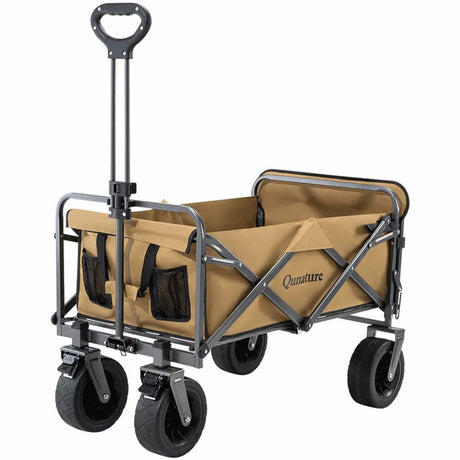Qunature Bollerwagen Faltbar 150KG mit Gro?e Breiten R?dern und Bremse