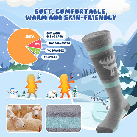 Qunature Jungen Skisocken – Kinder Thermosocken für winterlichen Spielspaß!​