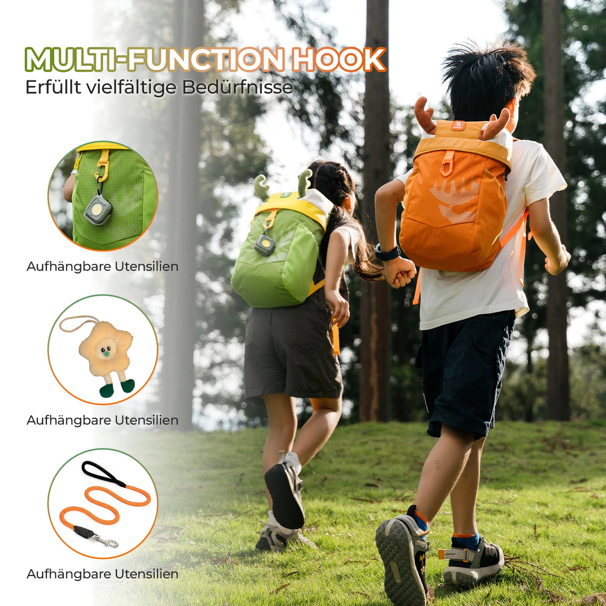 Qunature Kinderrucksack 8L – Wasserdicht mit Hirsch-Design (für 6-10 Jahre)