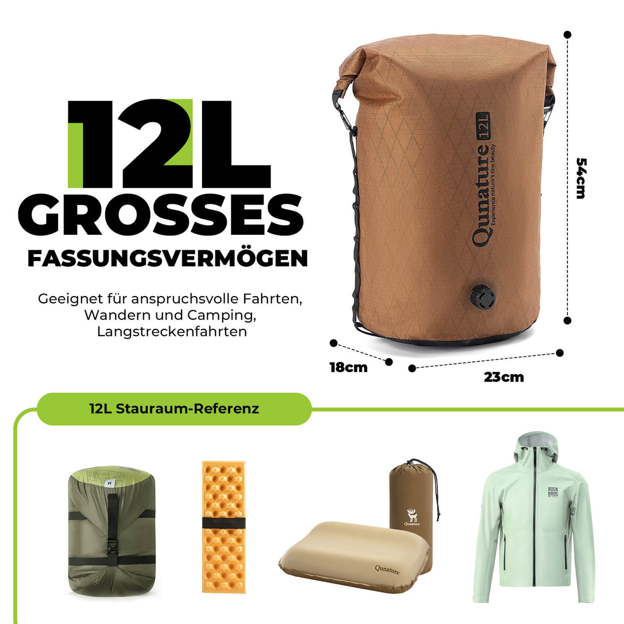 Qunature Lenkertasche 6L/12L – Wasserdicht & Leicht für Fahrrad und Outdoor