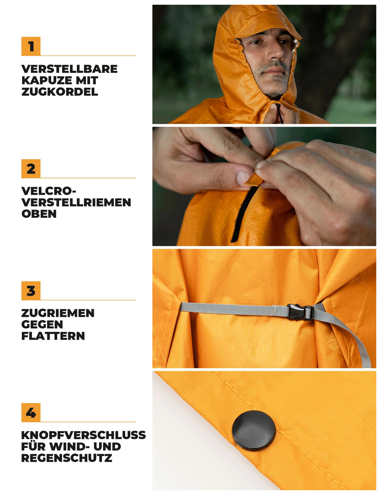 Wasserdichter Regenponcho – 3‑in‑1 Multifunktional, wiederverwendbar
