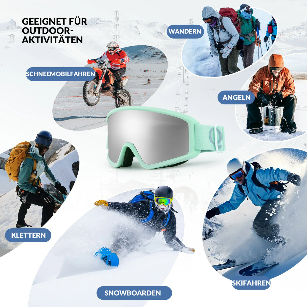 Skibrille – Anti‑Nebel, Doppellinsen, blendfrei