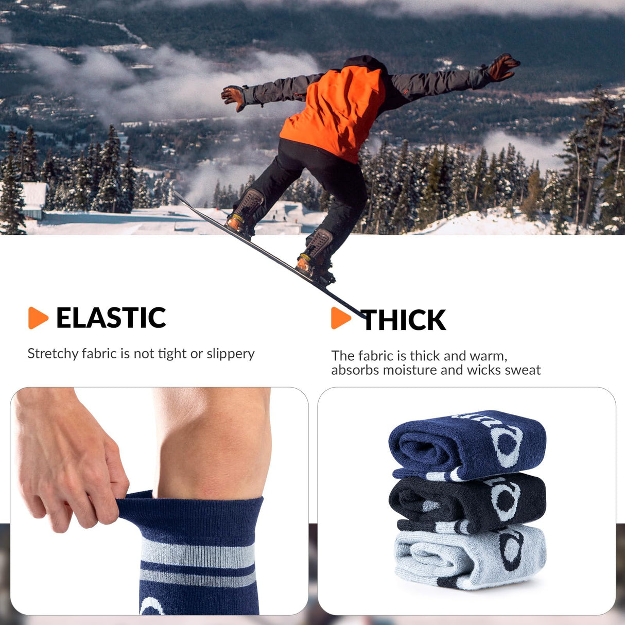 Qunature Kinder-Skisocken – Thermosocken aus Merinowolle für den Wintersport