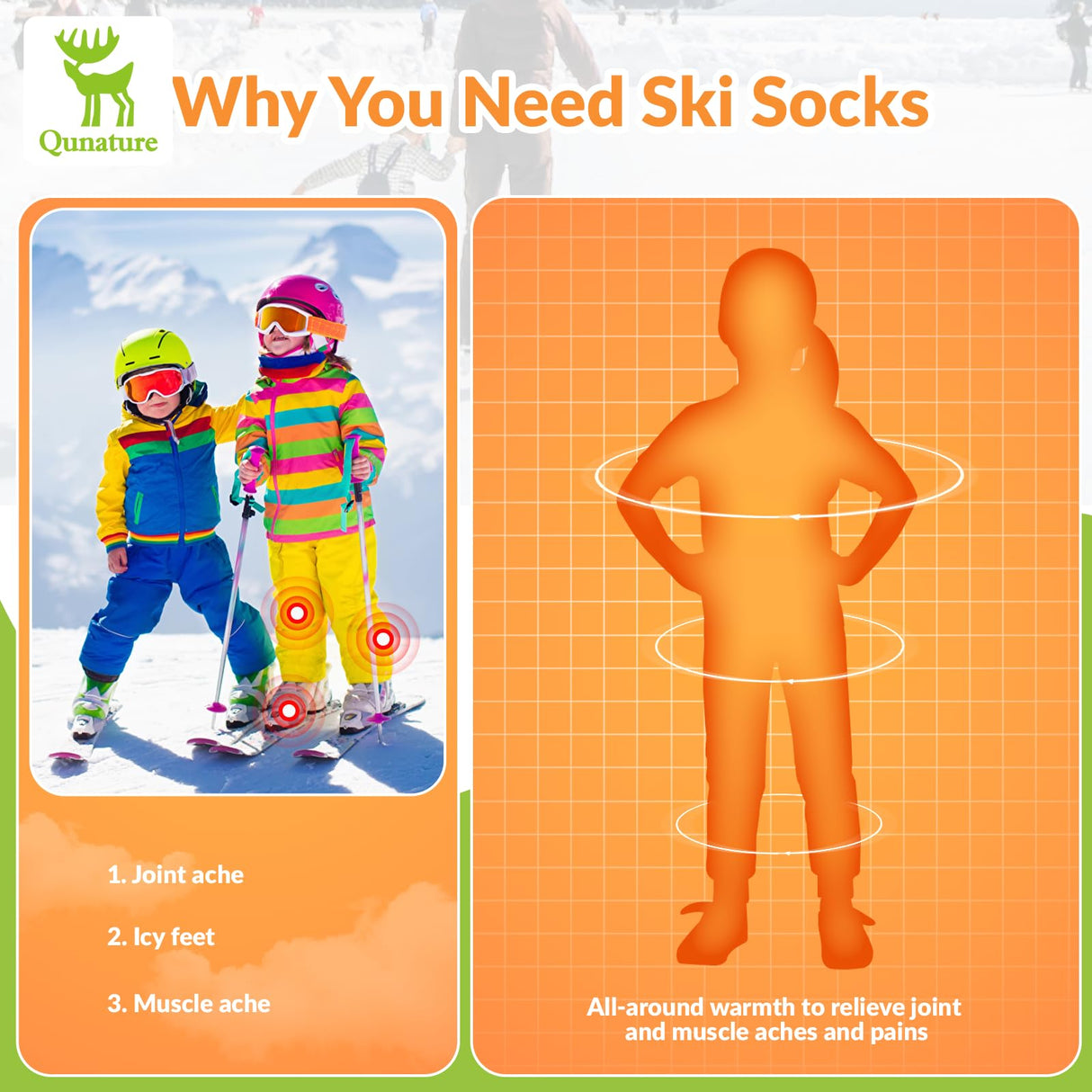 Qunature Kinder-Skisocken – Thermosocken für den Winter (1 Paar)​