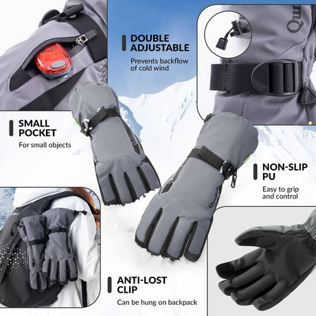Qunature Winddichte Winterhandschuhe Ski/Fahrrad #Color_Grau