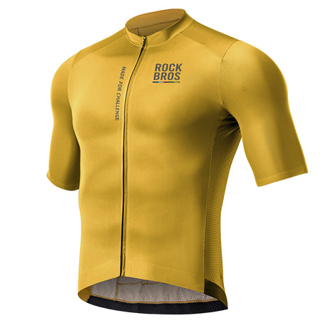 ROAD TO SKY Herren Kurzarm-Radtrikot Jersey für MTB & Rennrad-Gelb