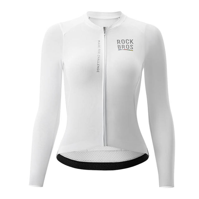 ROAD TO SKY Damen Langarm-Radtrikot Fahrrad Jersey für MTB & Rennrad-Weiß
