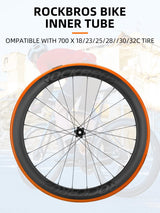ROCKBROS Road Bicycle Inner Tube Presta Valve Compatible with 700 x 18/23/25/28/30/32Tire