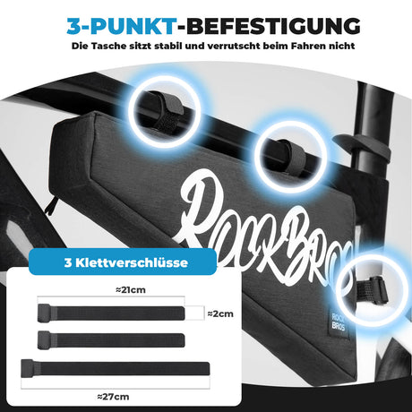 ROCKBROS Fahrrad Rahmentasche Dreieckstasche mit Klettbandverschluss 1,9 L für Gravelbike MTB Ebike Rennrad