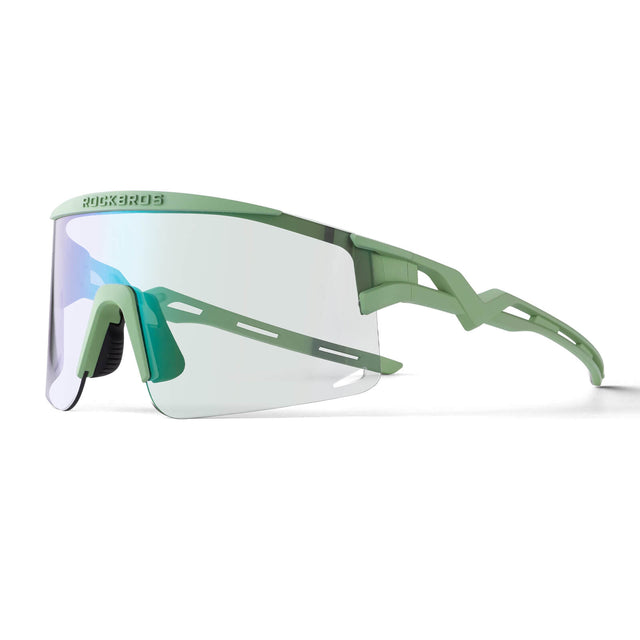 ROCKBROS Fahrradbrille Selbsttönend/Polarisiert Antibeschlag Winddicht UV-Schutz-Grün