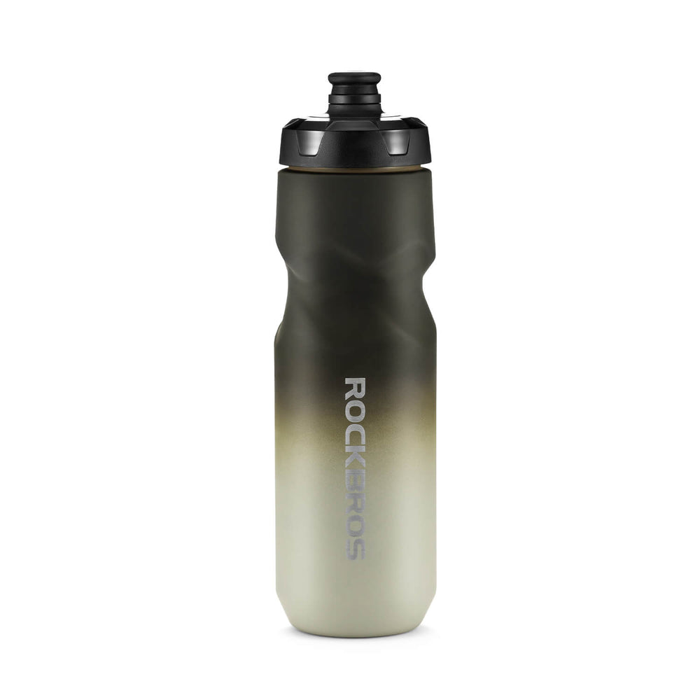 ROCKBROS Fahrradflasche mit auslaufsicherem Pull-Top-Verschluss 600/750ml-Verlauf Grau-Weiß (750ml)