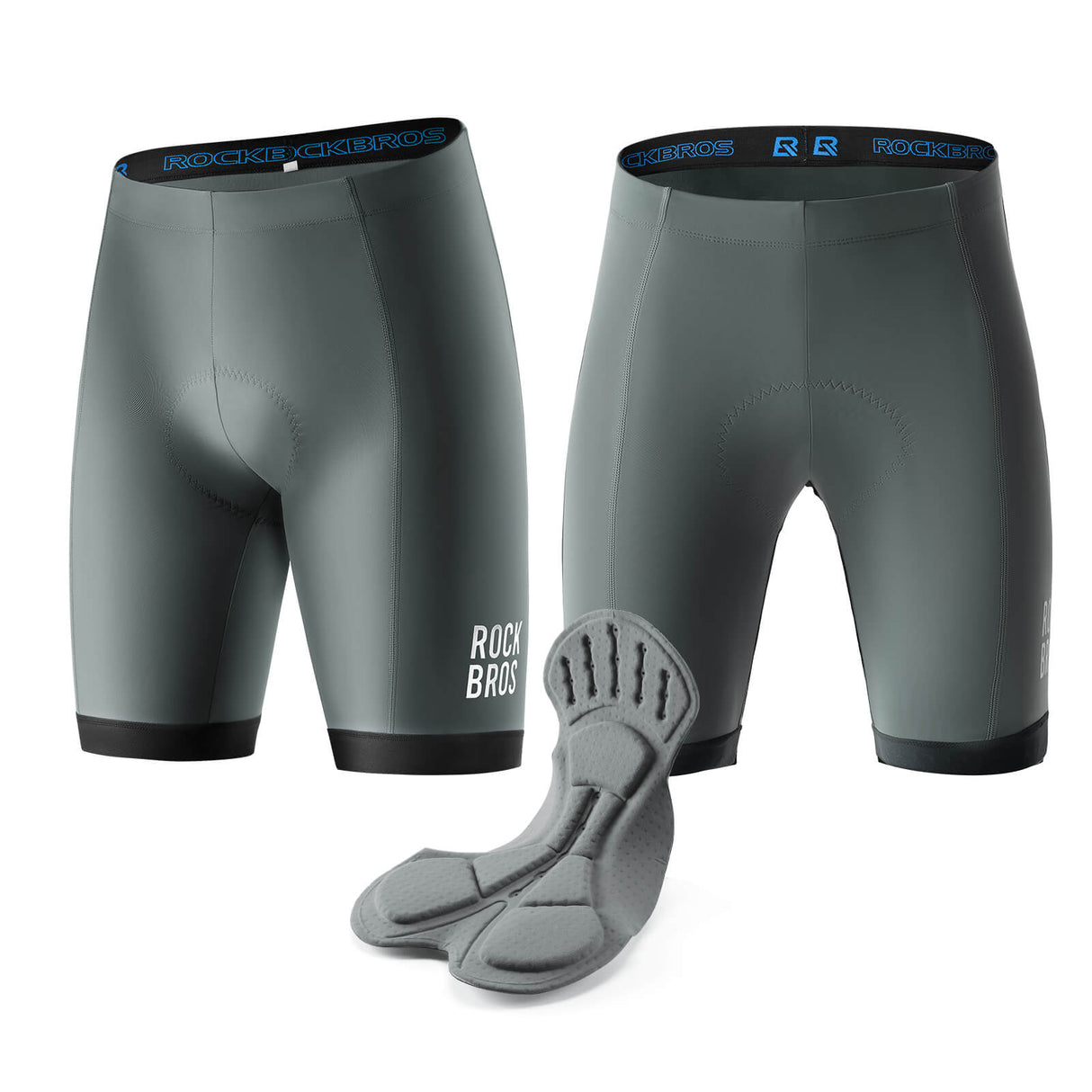 ROCKBROS Fahrradhose mit Sitzpolster Radlerhose Atmungsaktiv Leicht MTB Renrrad-Grau
