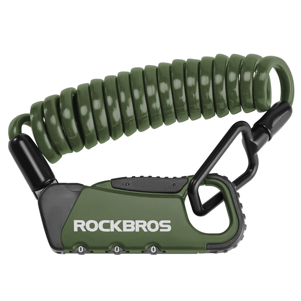 ROCKBROS Fahrradschloss Kabelschloss Zahlenschloss Helmschloss 120cm Leicht-Olivgrün