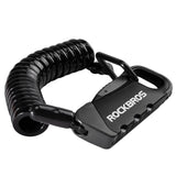 ROCKBROS Fahrradschloss Kabelschloss Zahlenschloss Helmschloss 120cm Leicht-Schwarz