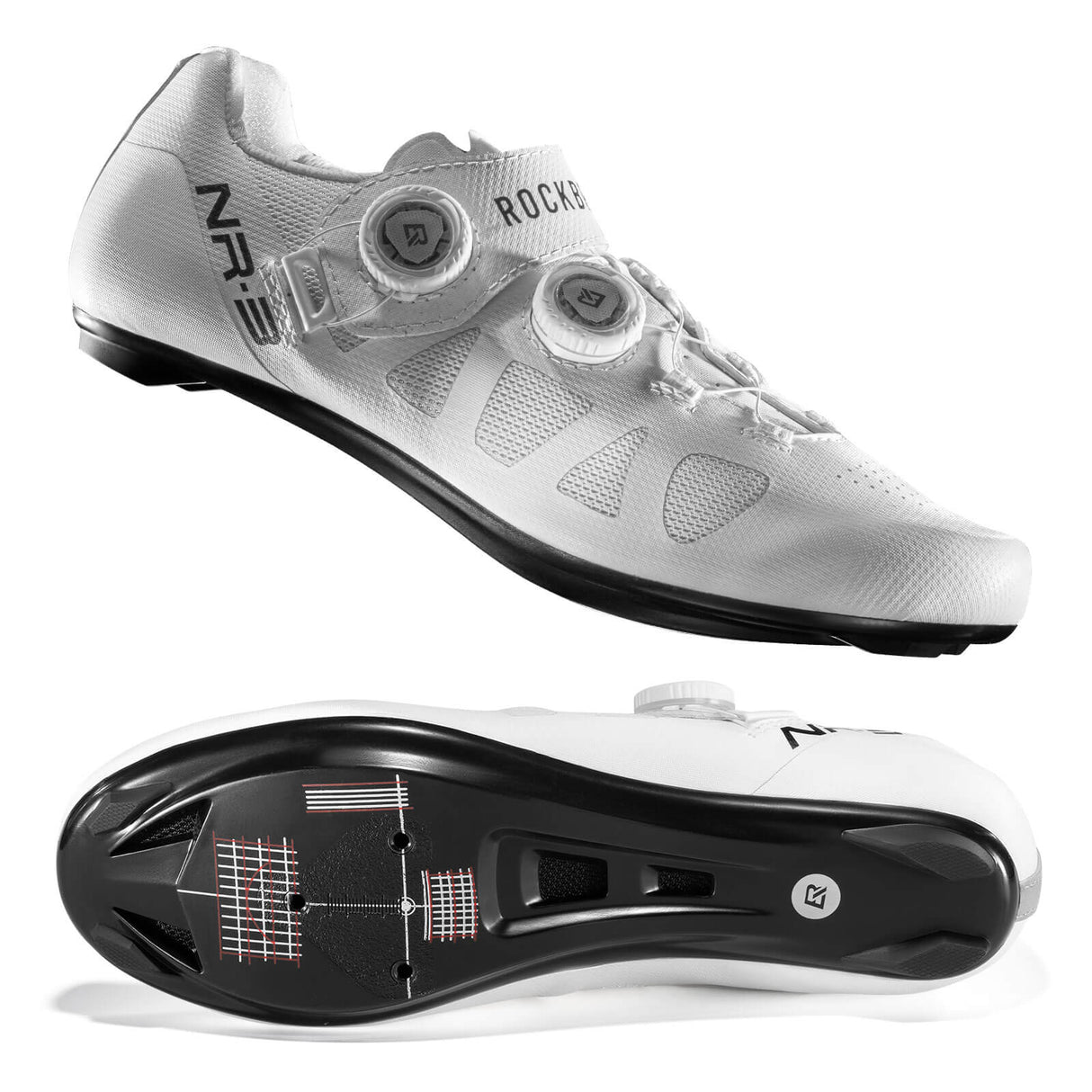 ROCKBROS Fahrradschuhe – SPD-SL & Look KEO kompatibel Drehverschluss & ergonomisch-Weiß