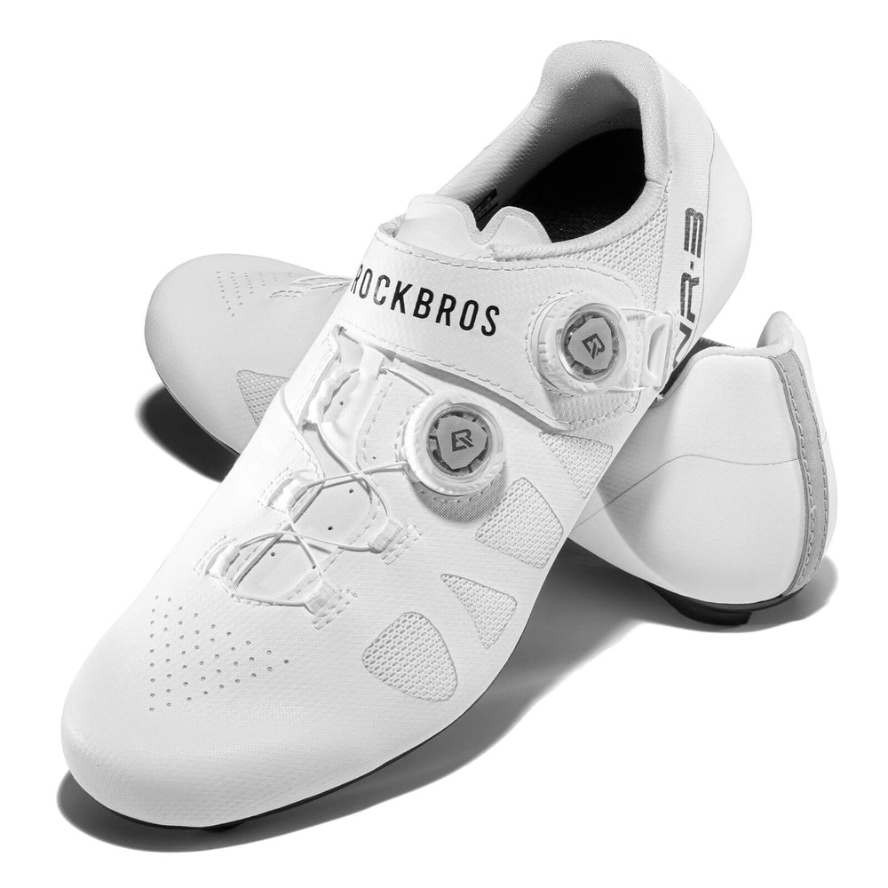 ROCKBROS Fahrradschuhe – SPD-SL & Look KEO kompatibel Drehverschluss & ergonomisch-Weiß