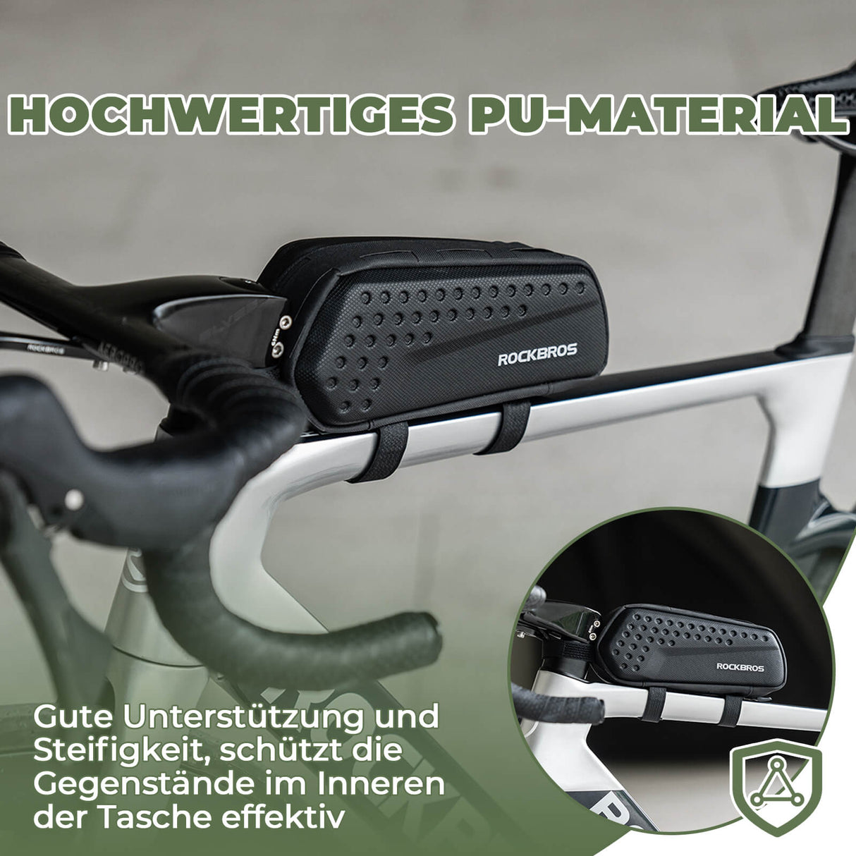 ROCKBROS Rahmentasche Fahrrad Oberrohrtasche 1,1L für MTB Rennrad Gravelbike