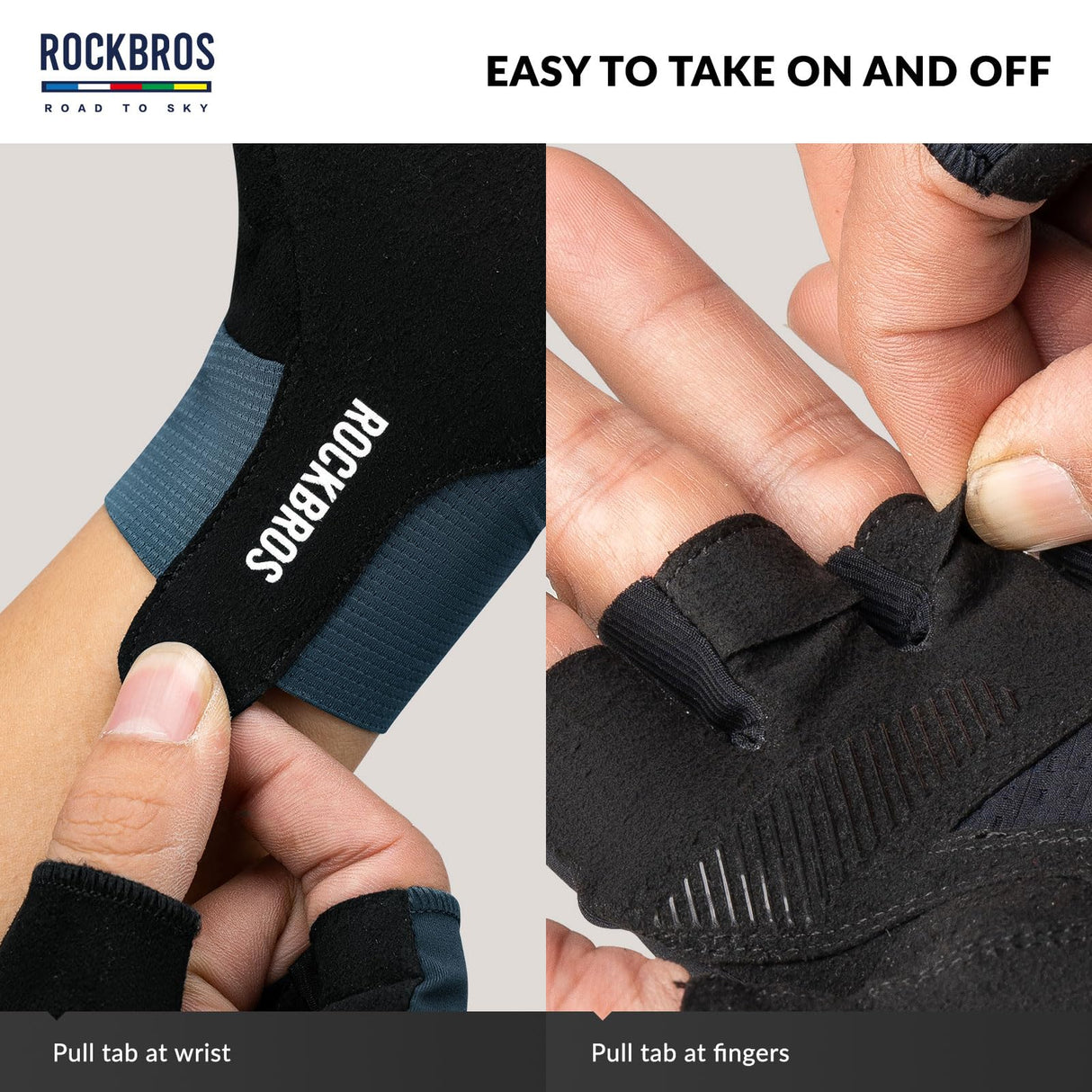 Road To Sky Fahrradhandschuhe – Fingerlose, Atmungsaktive & Reflektierende