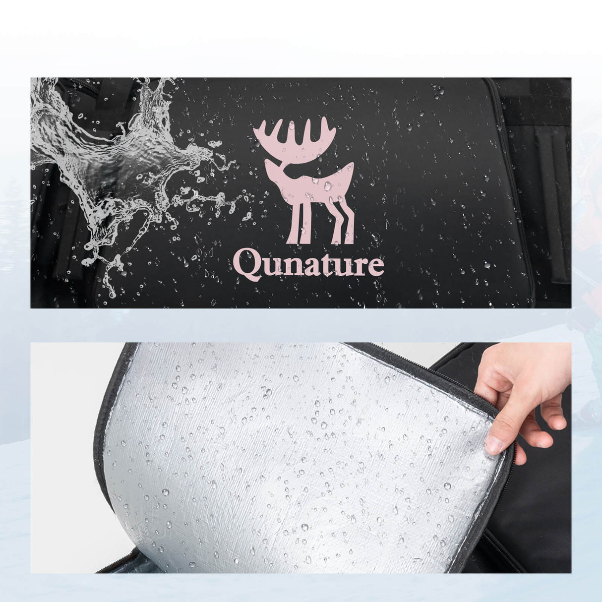 Qunature Ski‑ & Snowboard‑Reisetasche mit Rollen – Für 140–162 cm Länge