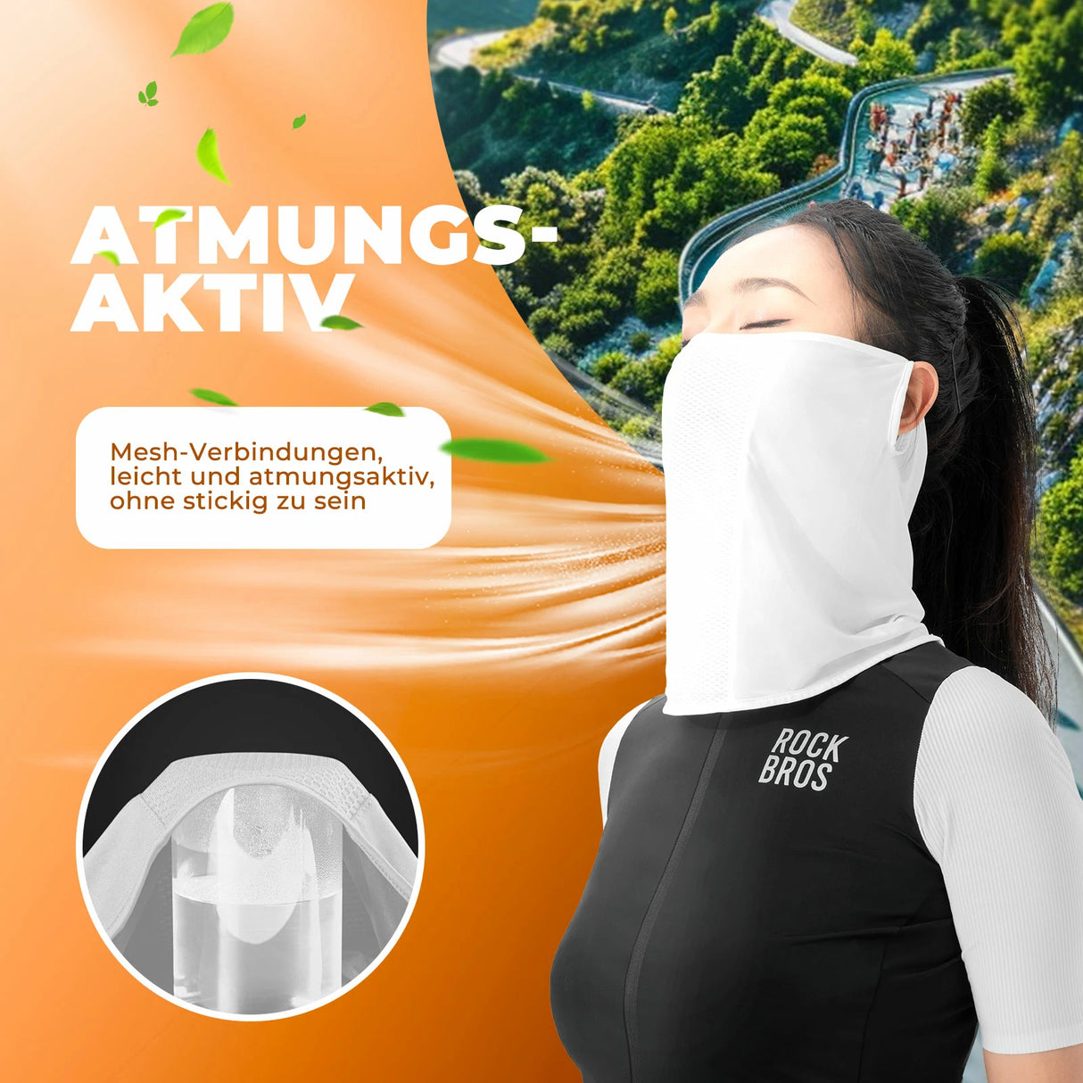 ROCKBROS Sommer‑Sturmhaube – Halbe Kühl‑Balaclava, atmungsaktiv & schnell trocknend