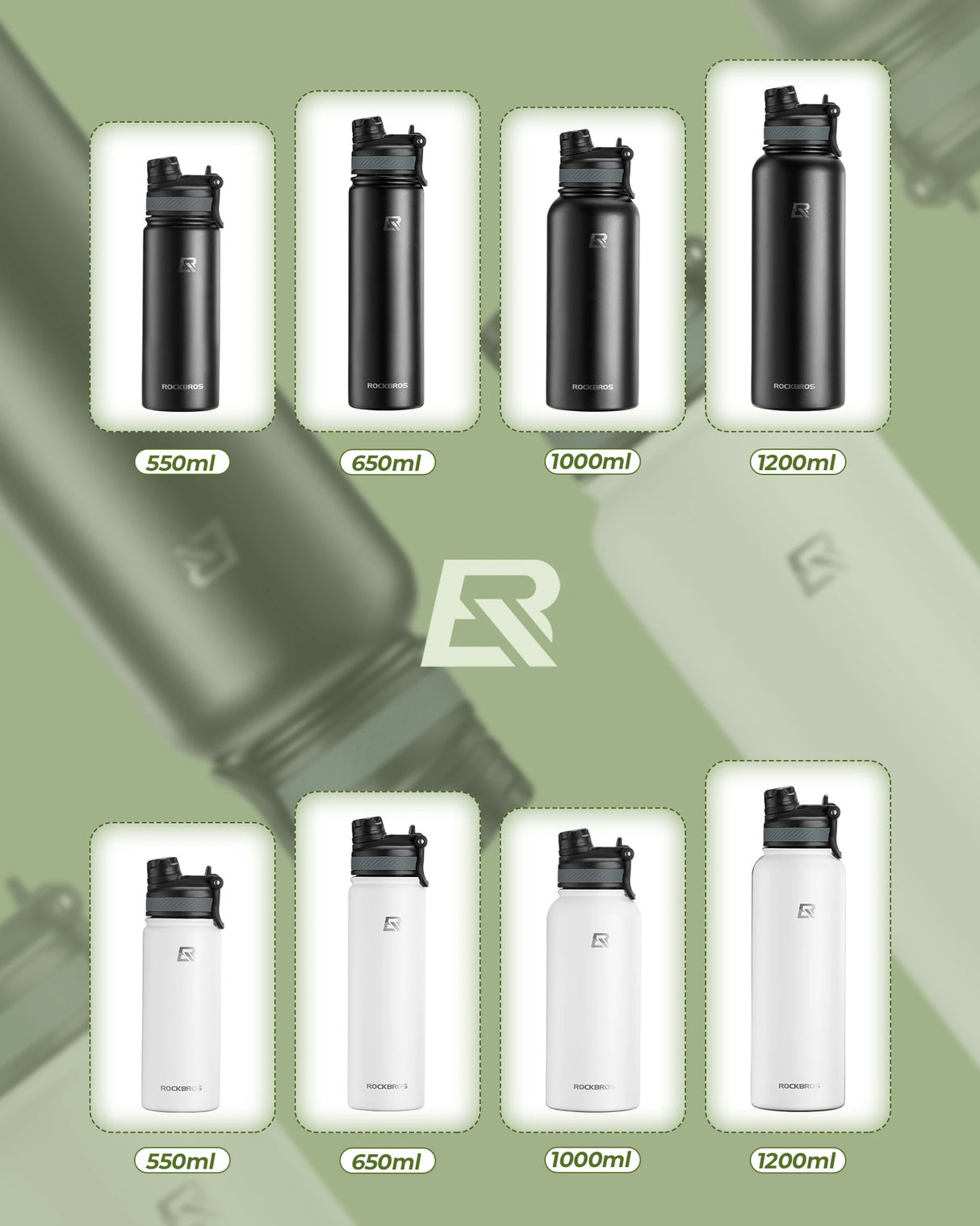 Edelstahl‑Trinkflasche – 550 ml bis 1200 ml, isoliert & BPA‑frei