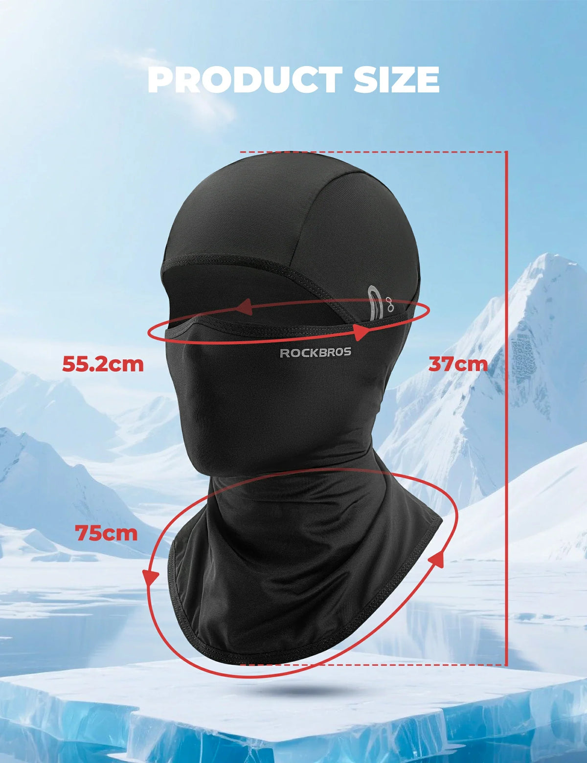 ROCKBROS Sturmhaube UV-Schutz atmungsaktiv schnelltrocknend Fahrradmaske