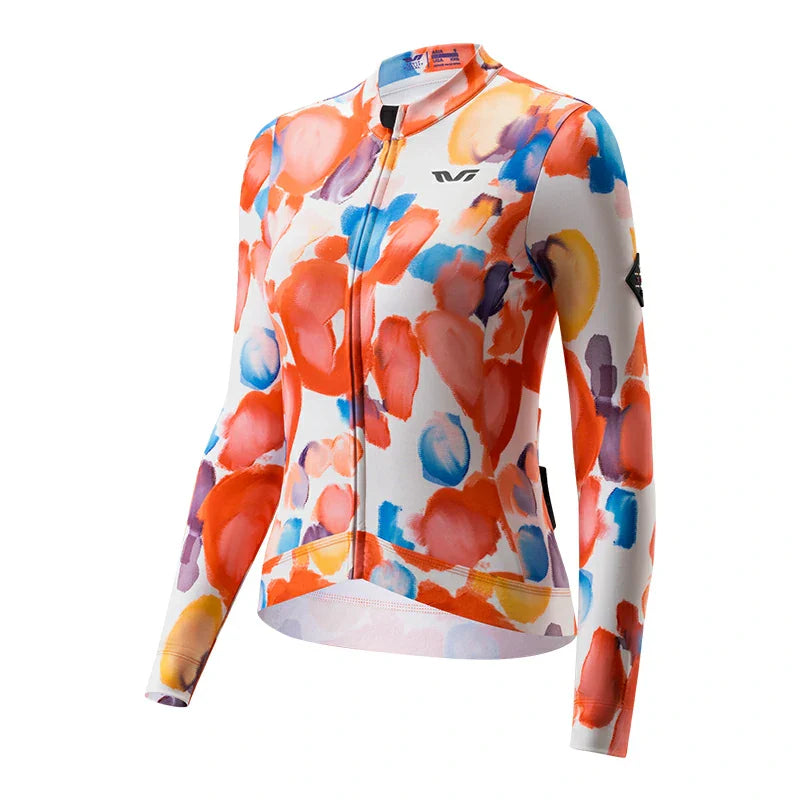 TVI Damen-Radwäsche aus Fleece mit Langarm – Warmes Radsporttrikot-Orange - ROCKBROS-EU
