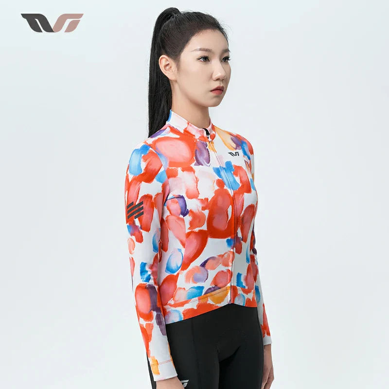 TVI Damen-Radwäsche aus Fleece mit Langarm – Warmes Radsporttrikot-Orange - ROCKBROS-EU