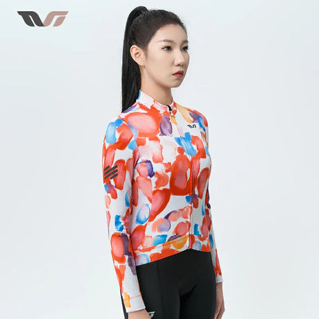 TVI Damen-Radwäsche aus Fleece mit Langarm – Warmes Radsporttrikot-Orange - ROCKBROS-EU