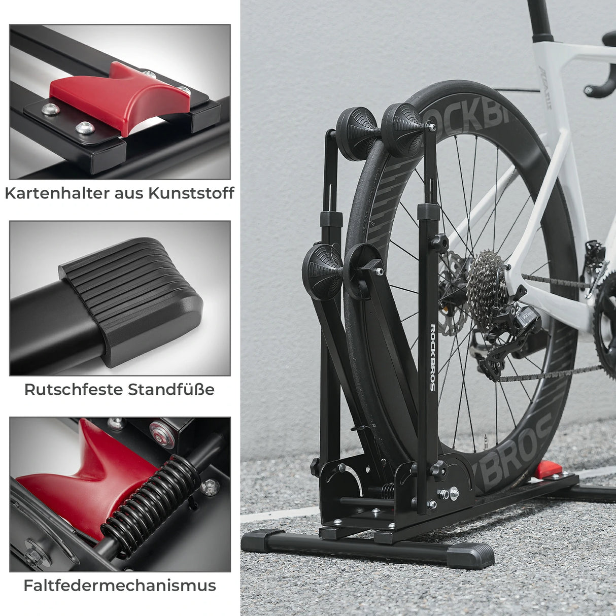 Fahrrad-Klappständer mit Doppelstreben aus Karbonstahl