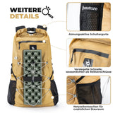 qunature backpack with breathable straps, sealed buckle and mesh pockets