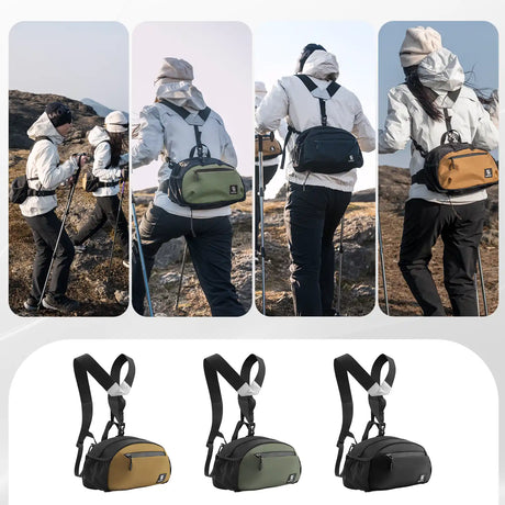 qunature 7.9l backpack in black, green and khaki for outdoor activities