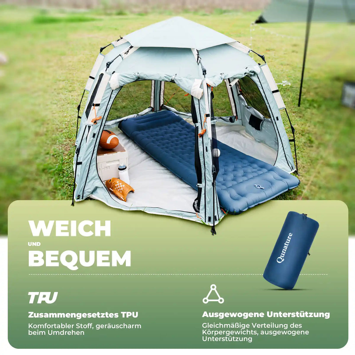 schlafmatte im zeltlager mit tpu material