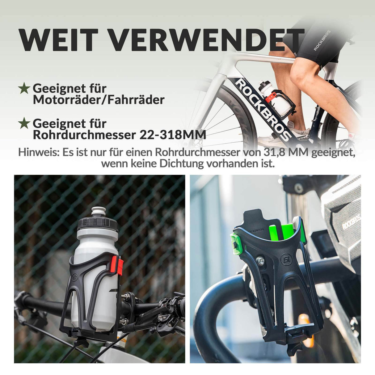 ROCKBROS Flaschenhalter Einstellbar Fahrrad Getränkehalter 360° Drehbar - ROCKBROS-EU
