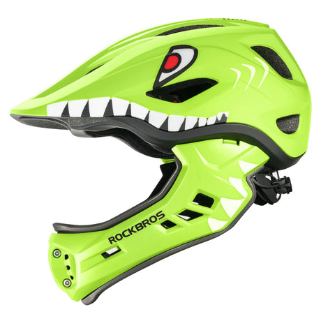 rockbros cartoon integral kinderhelm, 2-in-1 mit einem klick abnehmbarem kinnschutz