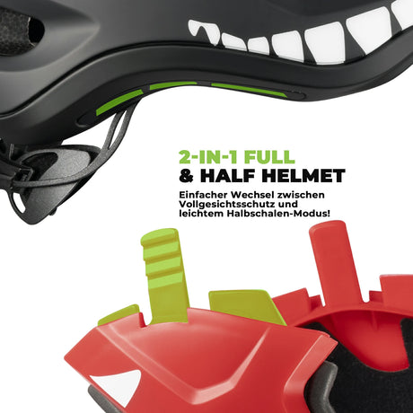 rockbros cartoon integral kinderhelm, 2-in-1 mit einem klick abnehmbarem kinnschutz
