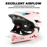 rockbros cartoon integral kinderhelm, 2-in-1 mit einem klick abnehmbarem kinnschutz