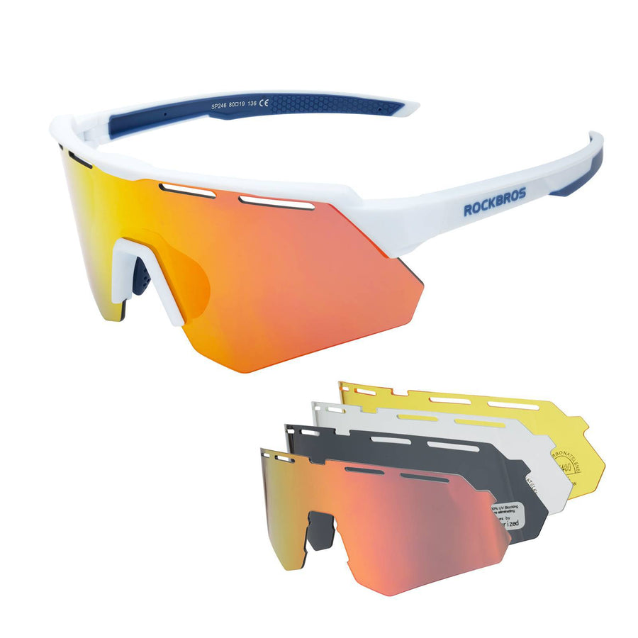 Lunettes de cyclisme polarisées ROCKBROS avec 4 verres interchangeables - ROCKBROS-EU
