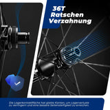 ROCKBROS T700 Carbon Laufradsatz 28‘‘ 50mm Scheibenbremse Steckachse Laufrad Set für Rennrad und SHIMANO 8-12 Fach 24 Speichen 36T-Stahllager - ROCKBROS-EU