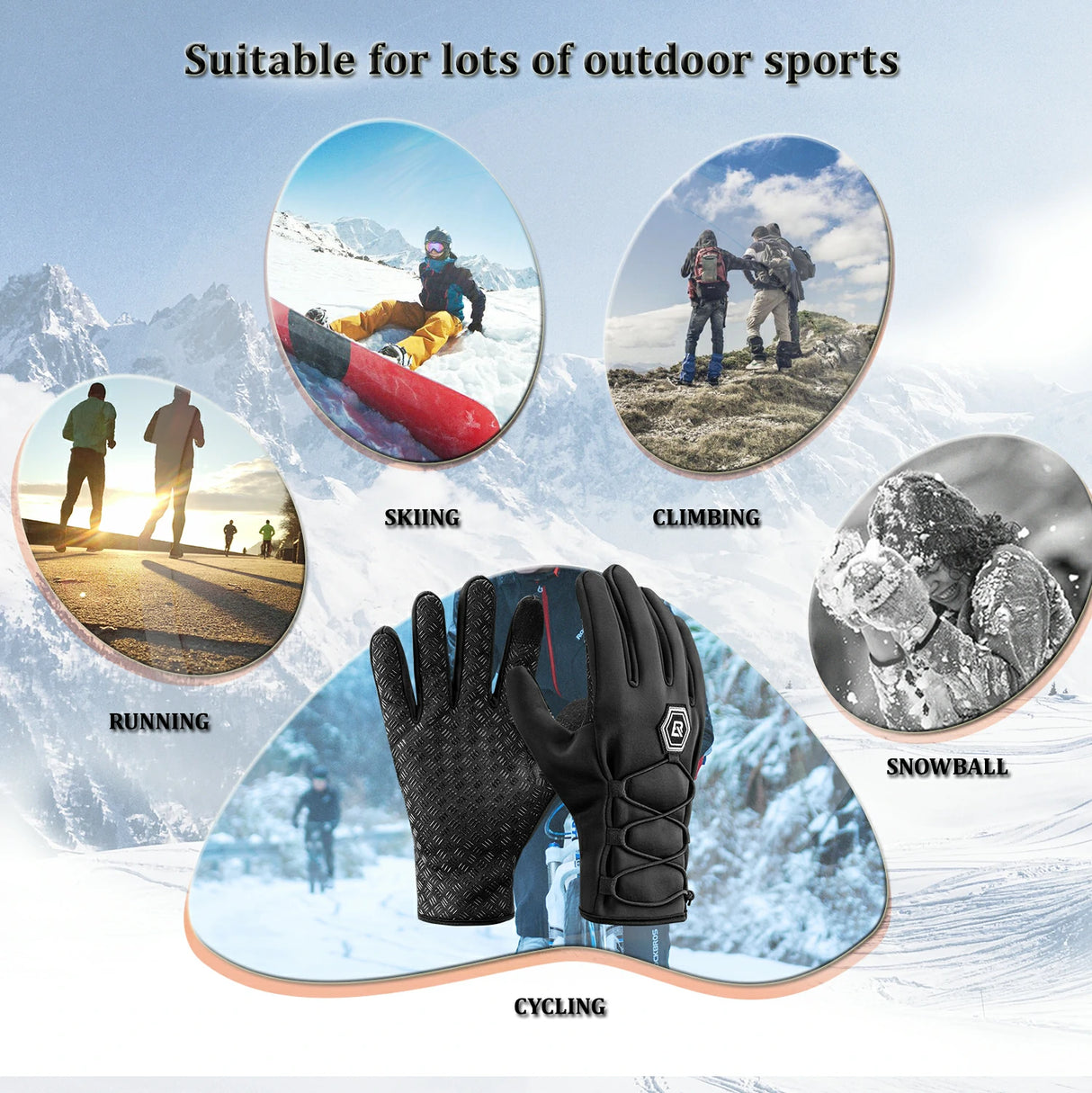 ROCKBROS Winter-Fahrradhandschuhe mit Touchscreen-Funktion