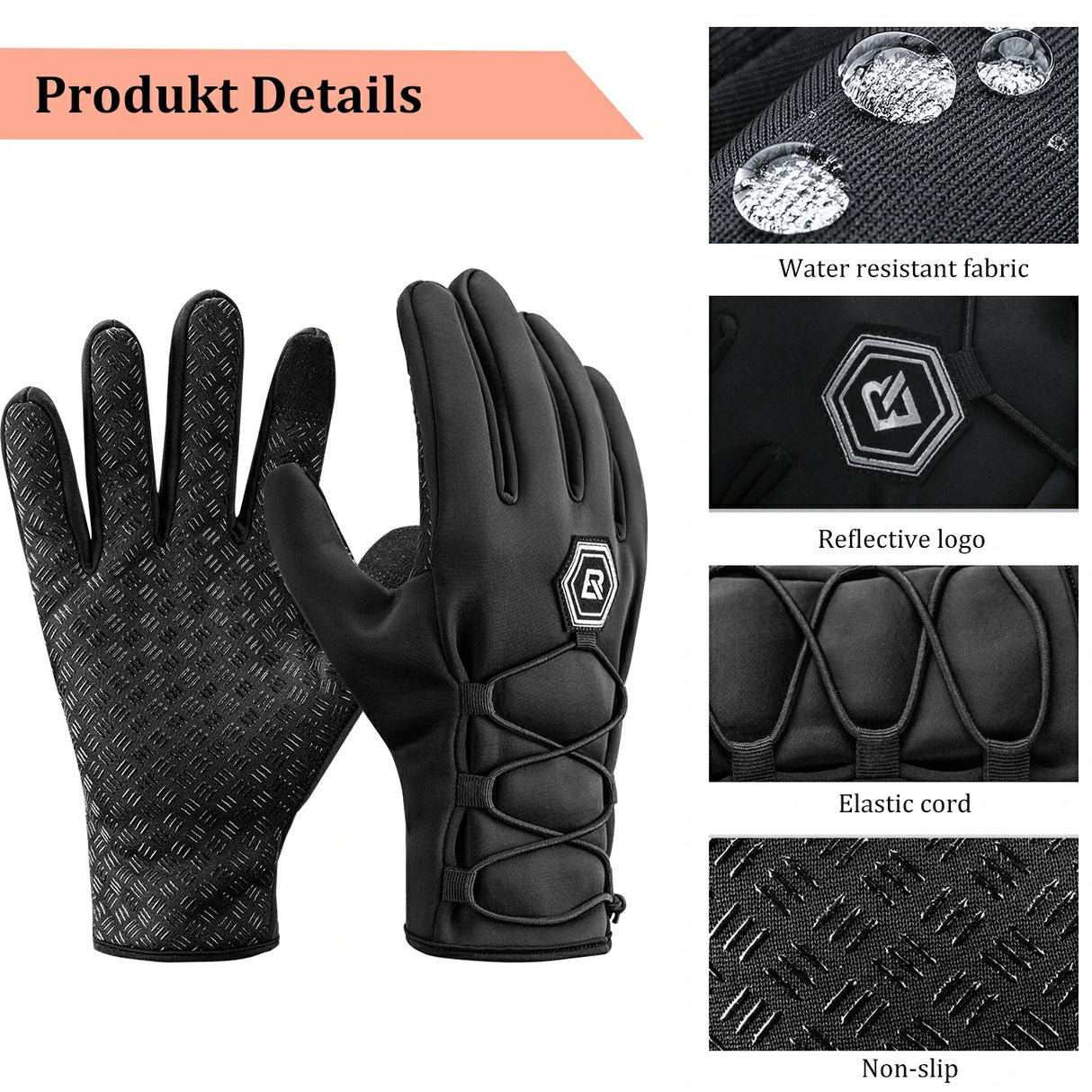 ROCKBROS Winter-Fahrradhandschuhe mit Touchscreen-Funktion