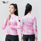 TVI Damen-Radwäsche aus Fleece mit Langarm – Warmes Radsporttrikot-Rosa - ROCKBROS-EU