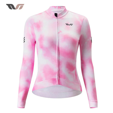 TVI Damen-Radwäsche aus Fleece mit Langarm – Warmes Radsporttrikot-Rosa - ROCKBROS-EU