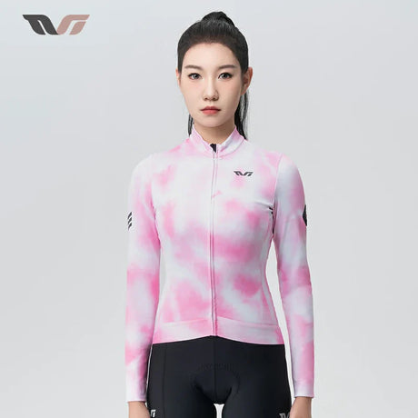 TVI Damen-Radwäsche aus Fleece mit Langarm – Warmes Radsporttrikot-Rosa - ROCKBROS-EU